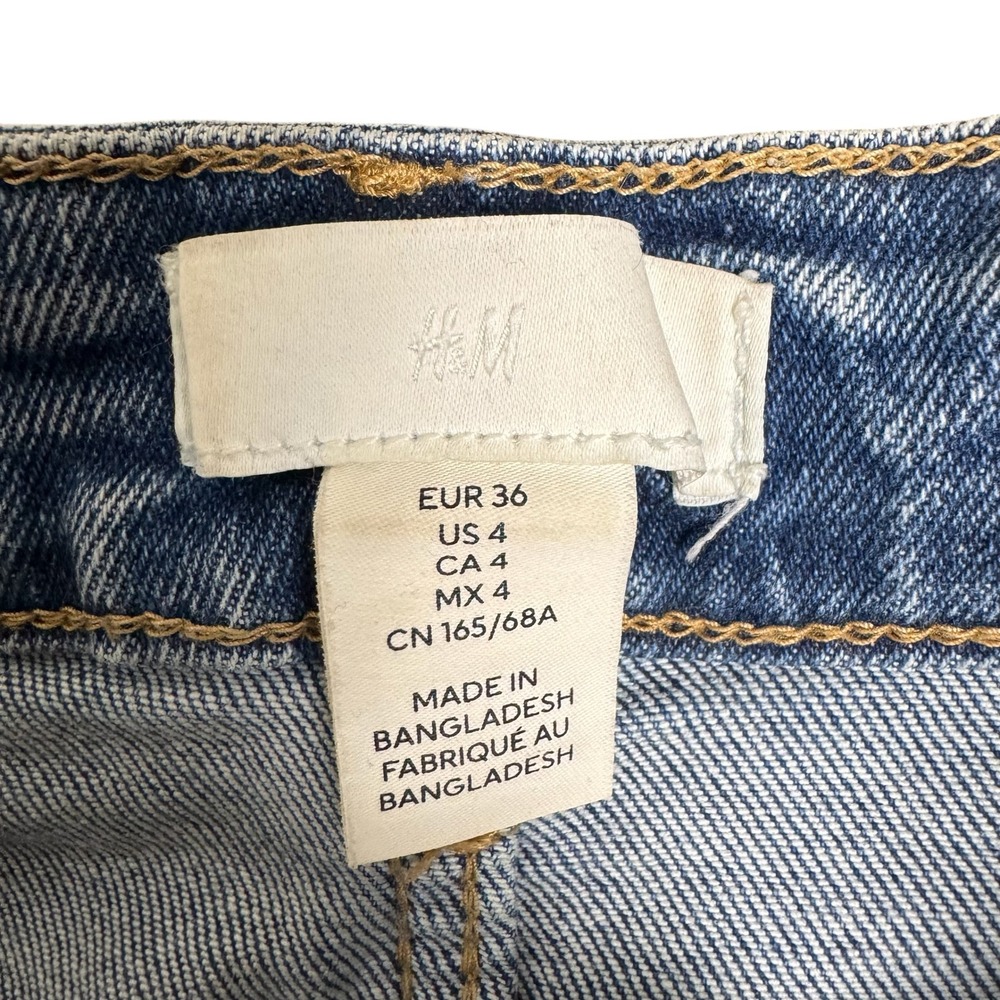 H&M Women Blue High Waisted Straight Leg Side Slit Jeans Size‎ 4 Medium Wash - Picture 5 of 5